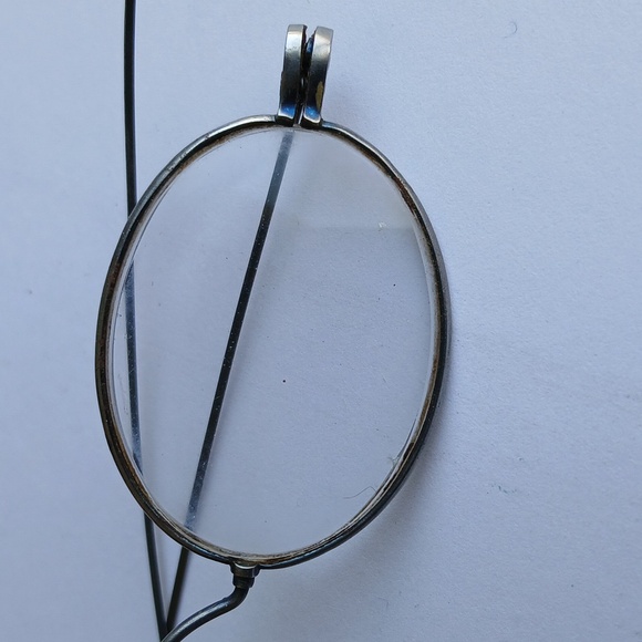 Antique Wire Rim Silver Tone Frame Oval Lens Eyeglasses w/ Case Child 4.25" - Picture 6 of 12